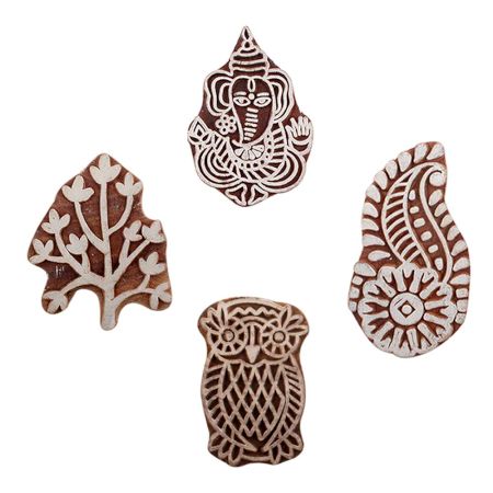 Set of 4 Piece New Mix Wooden Printing Blocks